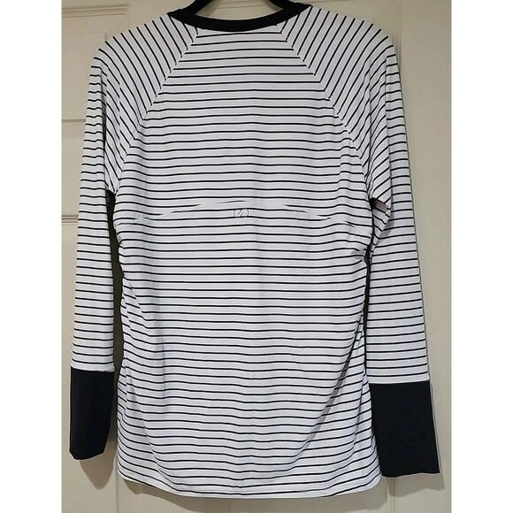 Calia Black/White Stripe Athletic Rashguard 1/4 Zip Shirt Women’s XL EUC - Picture 3 of 9